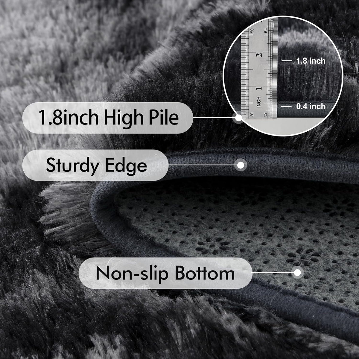 6x9 Ft Large Shag Rugs for Living Room, Tie-Dyed Ultra Soft Fluffy Furry Area Rugs for Bedroom Indoor Floor, Aesthetic Carpet for Kids Home Decor (Dark Grey)