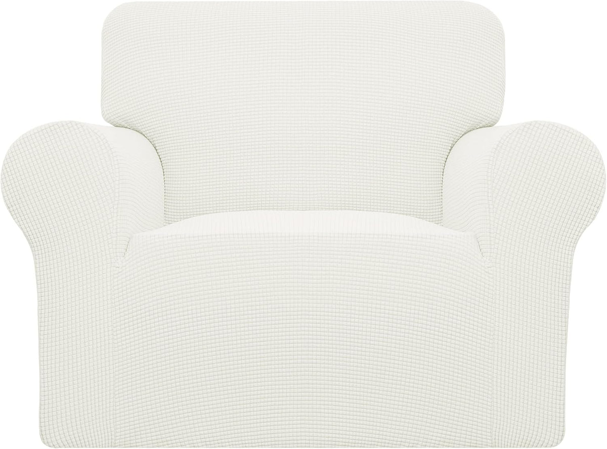Stretch Sofa Slipcover 1-Piece Sofa Cover Furniture Protector Couch Soft with Elastic Bottom for Kids, Polyester Spandex Jacquard Fabric Small Checks (Sofa, Dark Gray)