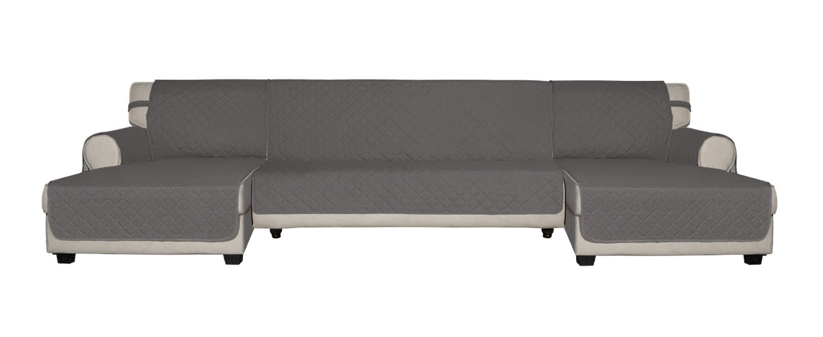 Easy-Going Reversible Couch Cover for 3 Cushion Couch Sofa Cover for Dogs Water Resistant Furniture Protector Cover with Foam Sticks Elastic Straps for Pet Cat (Sofa, Gray/Light Gray)